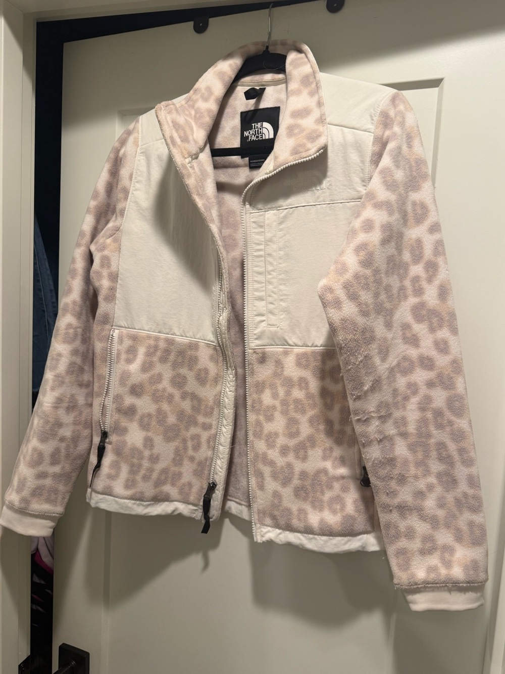 The North Face Cream & Leopard Print Fleece Jacket